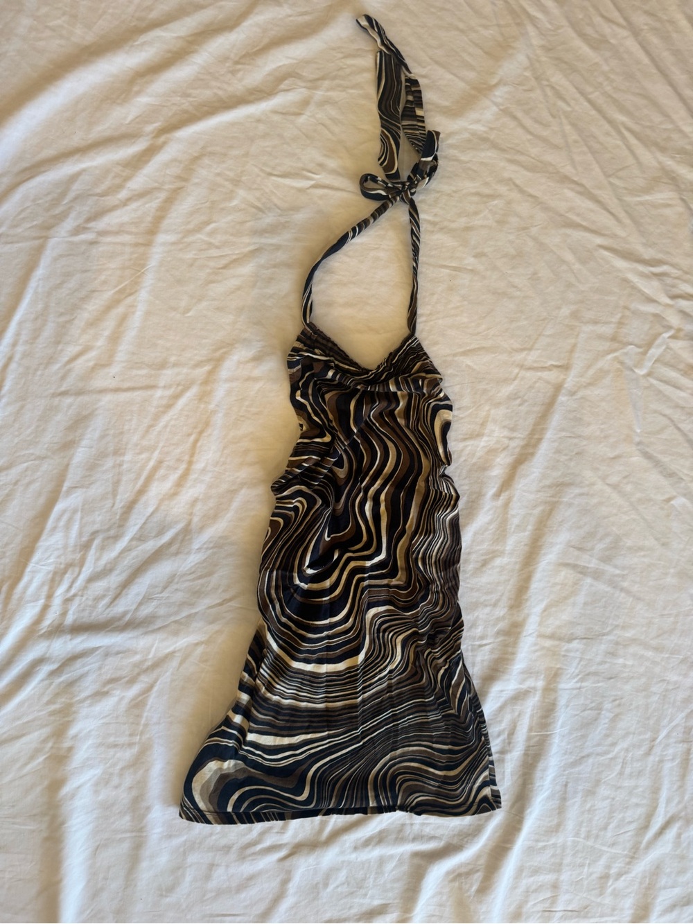 Motel Rocks Black and Cream Swirl Halter Kids One-Piece